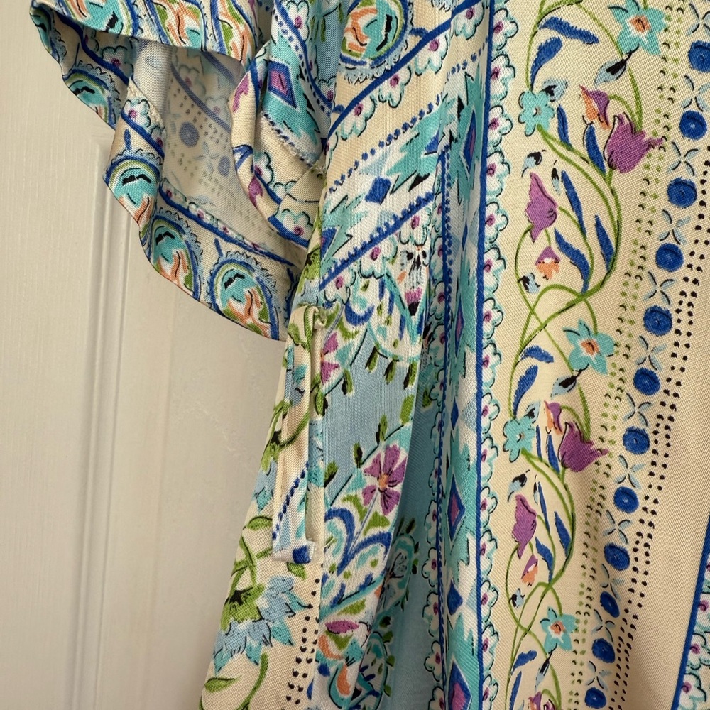 Zara Satin Multicolor Patchwork Button-Down Shirt - image 5